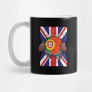 Portugal Flag Great Britain Flag Ripped - Gift for Portuguese From Portugal Mug